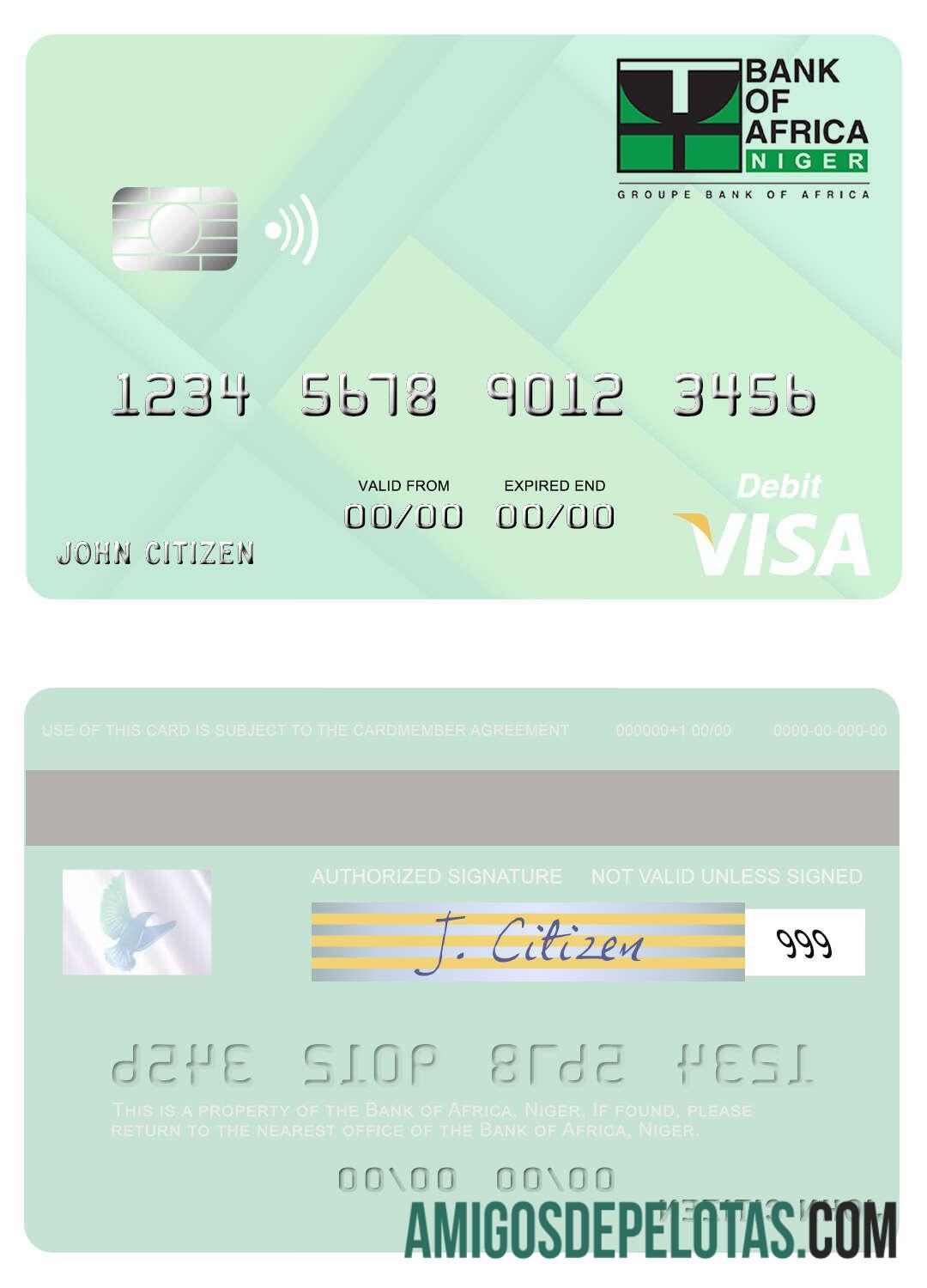Niger Bank Of Africa Visa Debit Card download for verification